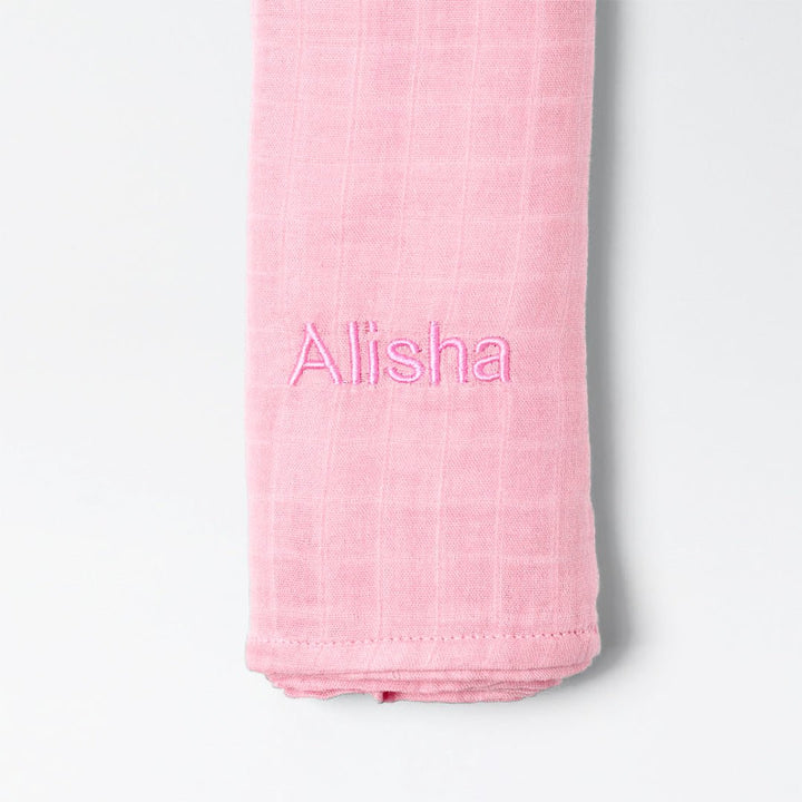 Personalised Bamboo Muslin Swaddle - LOVINGLY SIGNED (HK)