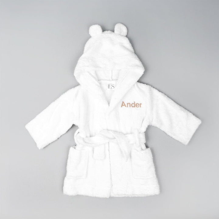 Personalised Bamboo Toweling Robe - White - LOVINGLY SIGNED (HK)