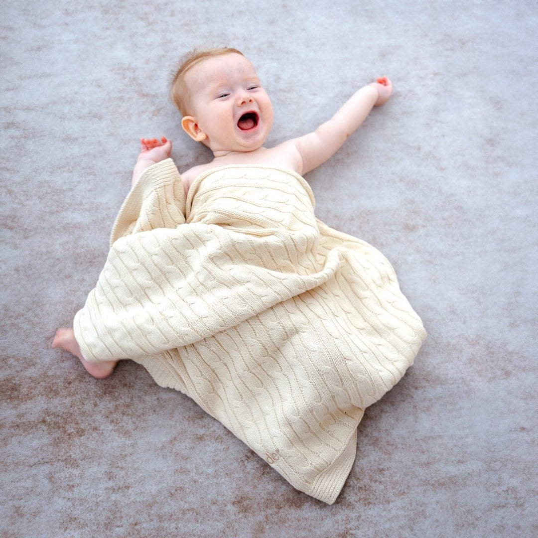 Personalised Luxury Baby Cable Knit Blanket - Cream - LOVINGLY SIGNED (HK)