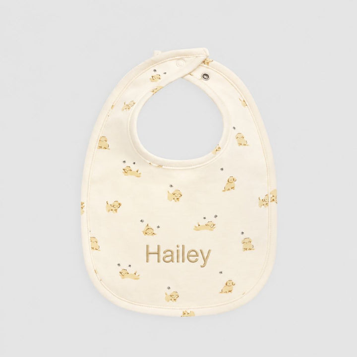 Personalised Organic Cotton Bib - Playful Honey | Jamie Kay