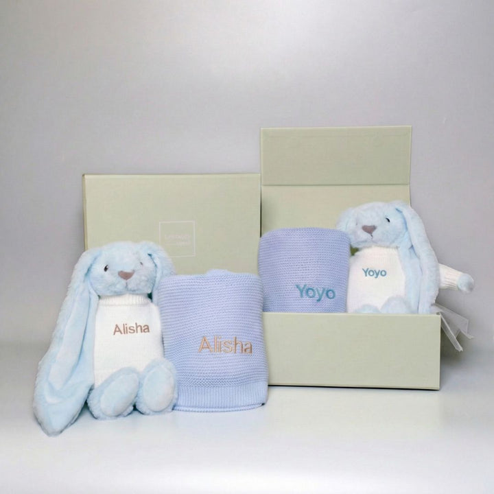 Personalised Twin Blanket Set - Blue