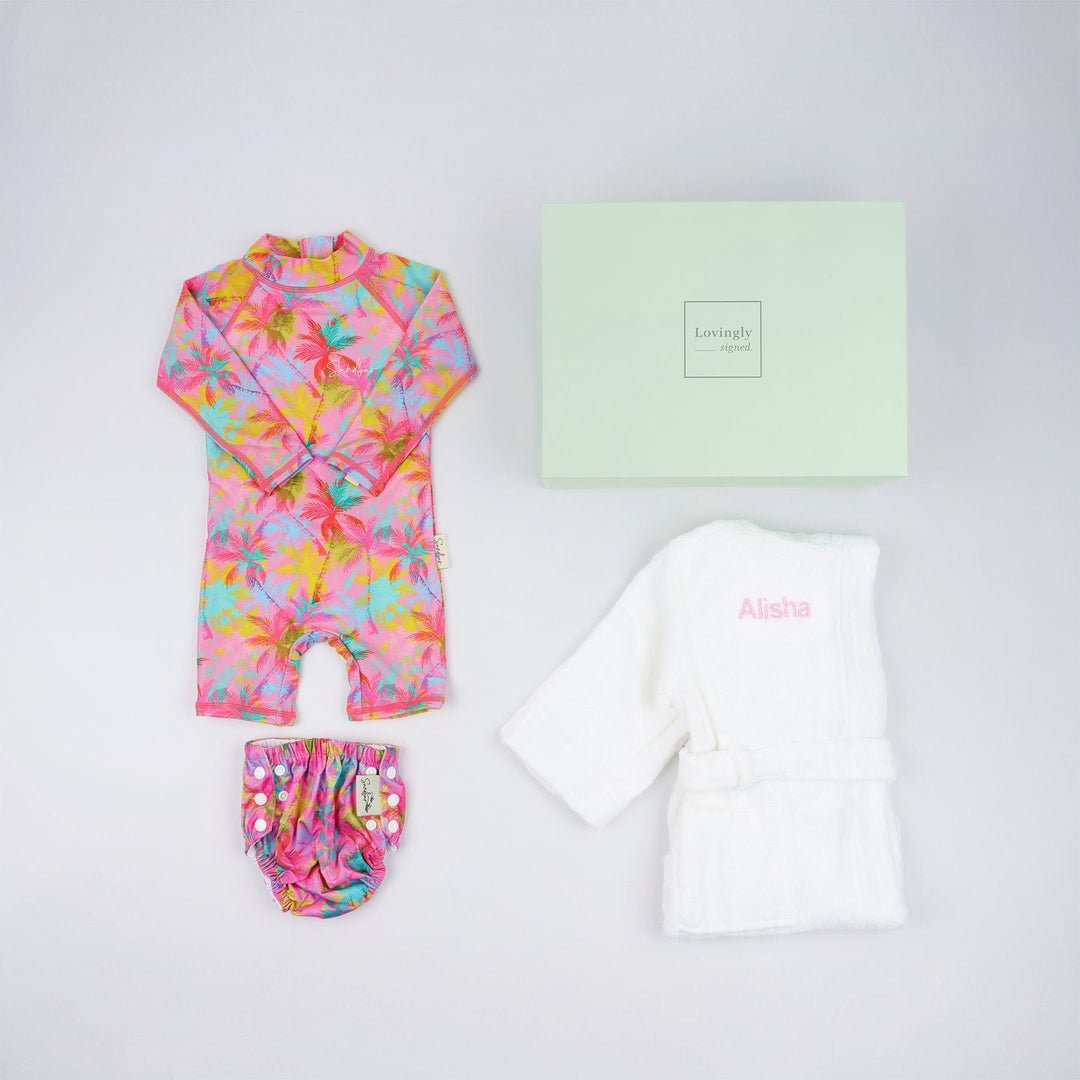 Baby's First Swim Deluxe Gift Set - Pink Palm - LOVINGLY SIGNED (HK)