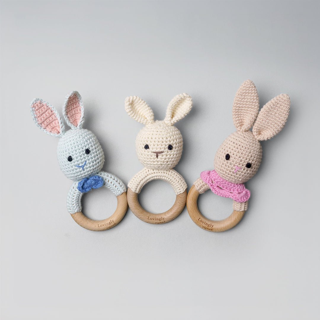 Bunny Rattle Teether (Multiple Color Options) - LOVINGLY SIGNED (HK)