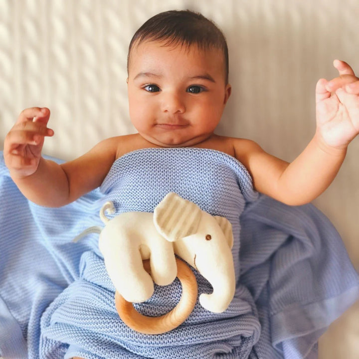 Elephant Rattle with Wooden Ring