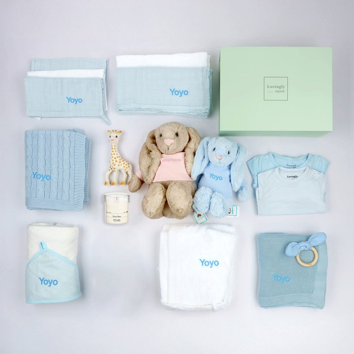 Mummy & Baby Duo Bundle - Blue + Peony Rose Scented Candle - LOVINGLY SIGNED (HK)