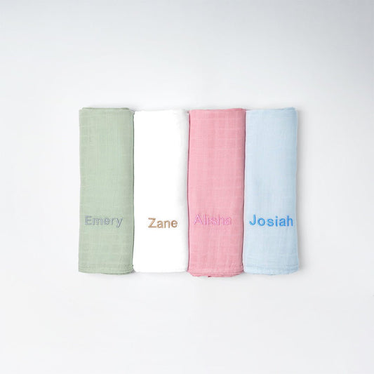 Personalised Bamboo Muslin Swaddle - LOVINGLY SIGNED (HK)