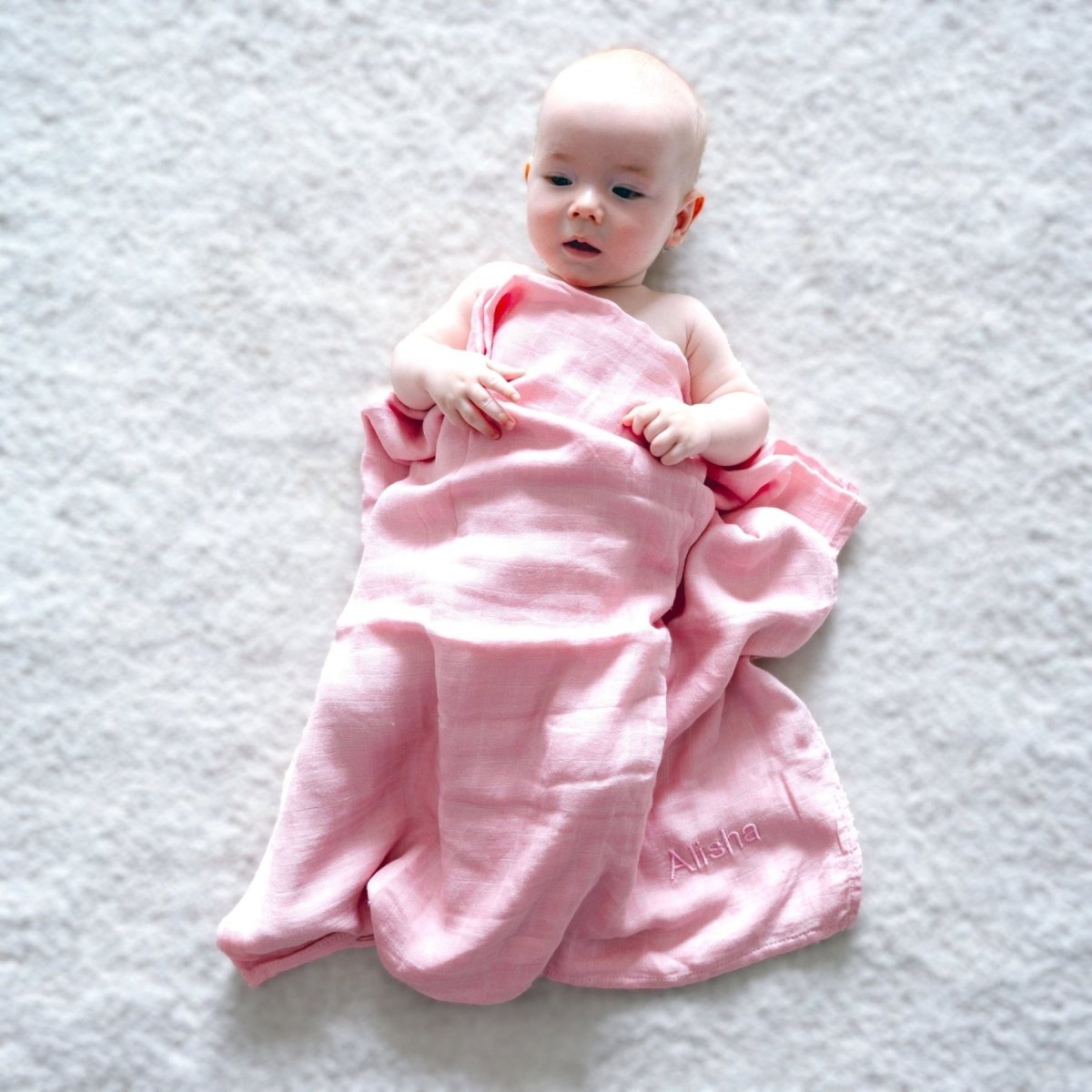 Personalised Bamboo Muslin Swaddle - LOVINGLY SIGNED (HK)