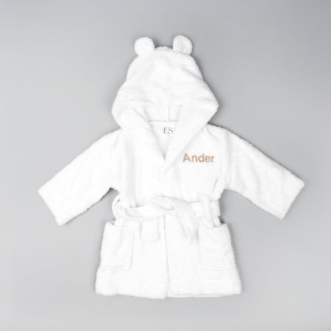 Personalised Bamboo Toweling Robe - White - LOVINGLY SIGNED (HK)