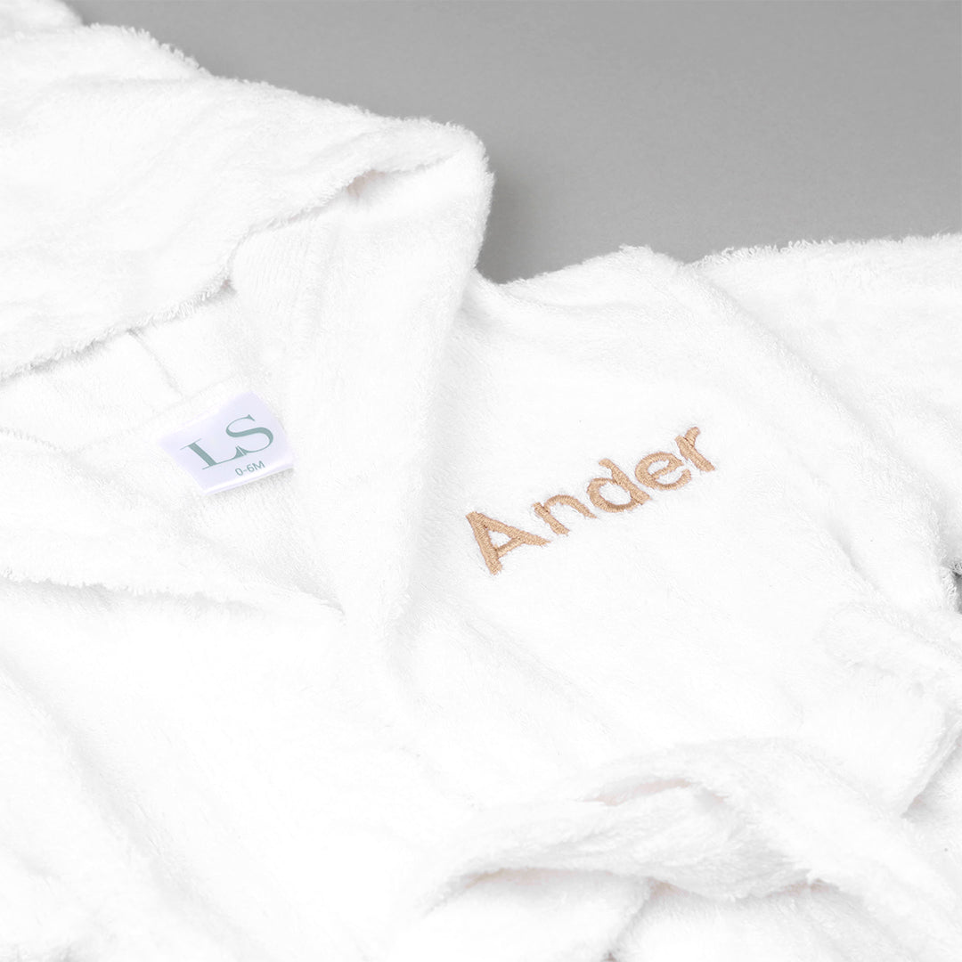 Personalised Bamboo Toweling Robe - White - LOVINGLY SIGNED (HK)