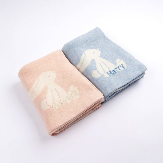 Personalised Bashful Pink Bunny Blanket - LOVINGLY SIGNED (HK)