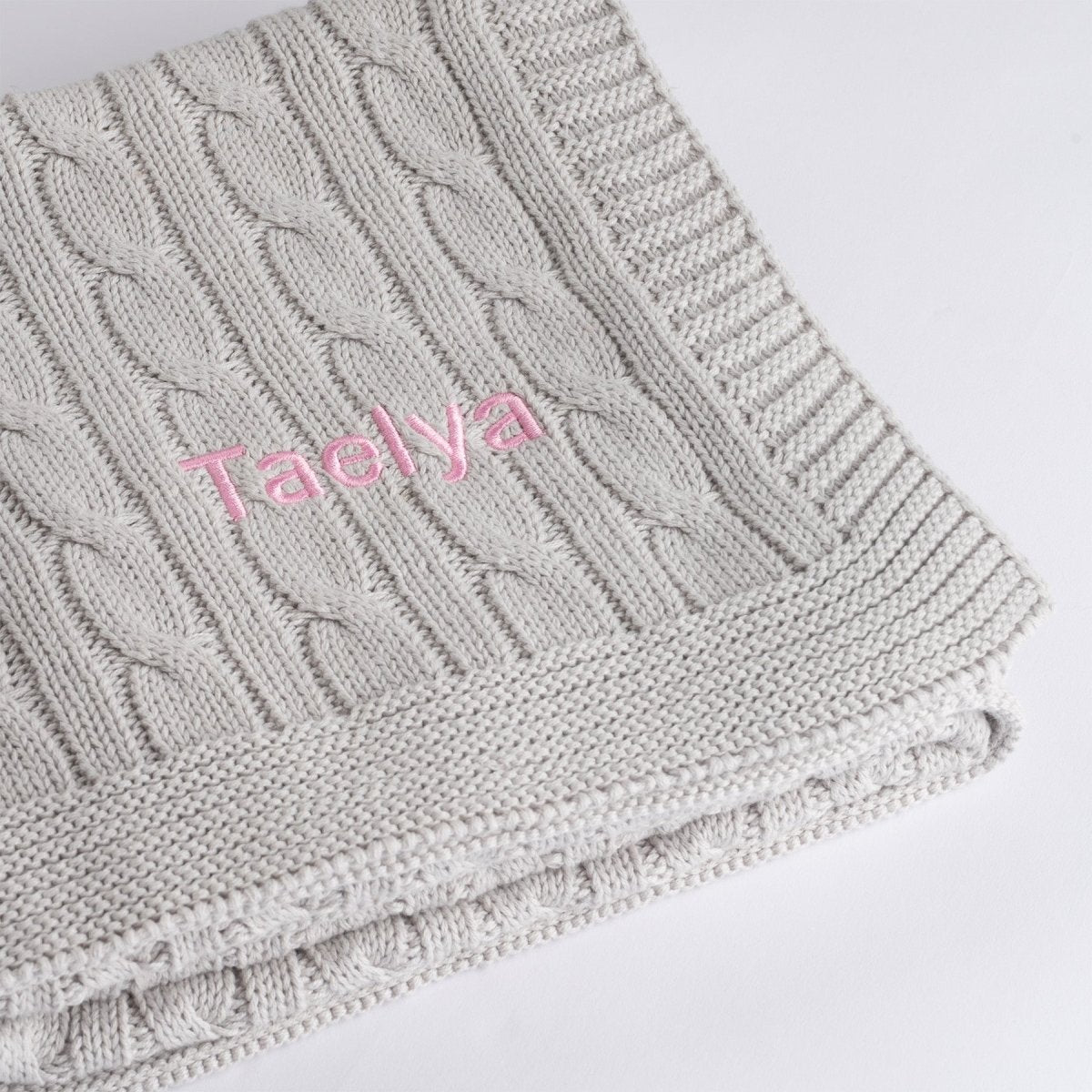 Personalised Luxury Baby Cable Knit Blanket - Grey - LOVINGLY SIGNED (HK)