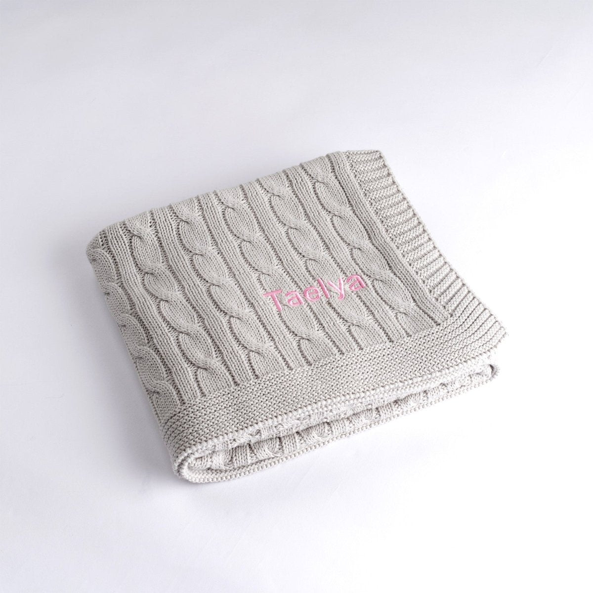 Personalised Luxury Baby Cable Knit Blanket - Grey - LOVINGLY SIGNED (HK)