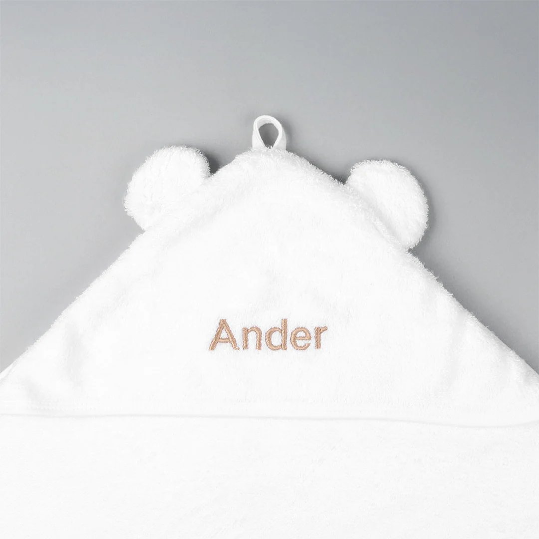 Personalised Luxury White Hooded Towel With Ears - LOVINGLY SIGNED (HK)