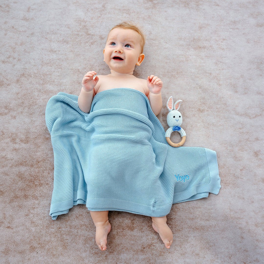 Personalised Twin Blanket Set - Blue - LOVINGLY SIGNED (HK)