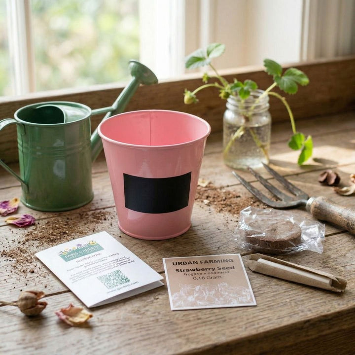 Pink Pot Strawberry Growing Kit by Boutique Garden