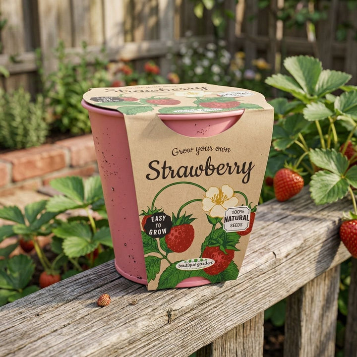 Pink Pot Strawberry Growing Kit by Boutique Garden