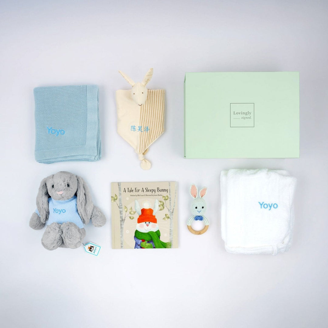 The Sleepy Bunny Set - Blue - LOVINGLY SIGNED (HK)