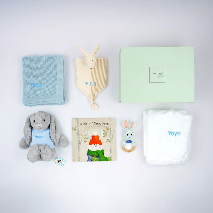 The Sleepy Bunny Set - Blue - LOVINGLY SIGNED (HK)