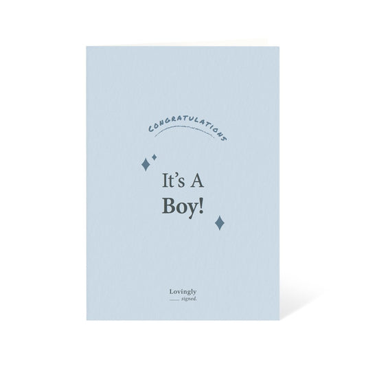 It's a Boy! Newborn Baby Congratulations Card - LOVINGLY SIGNED (HK)