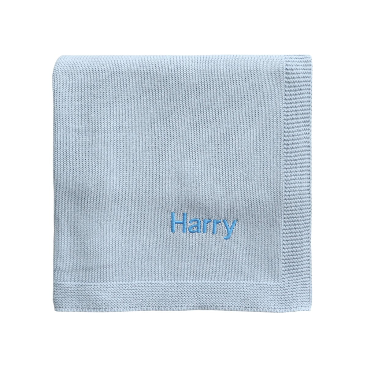 Personalised Baby Silky Cotton Blanket - Blue - LOVINGLY SIGNED (HK)
