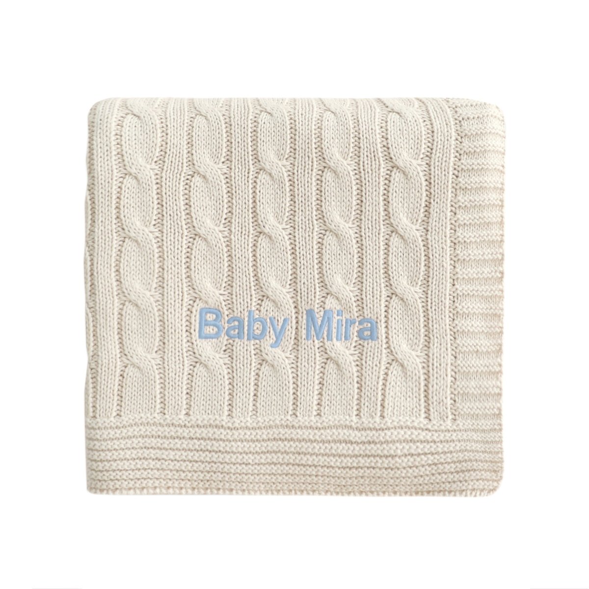 Personalised Luxury Baby Cable Knit Blanket - Cream - LOVINGLY SIGNED (HK)