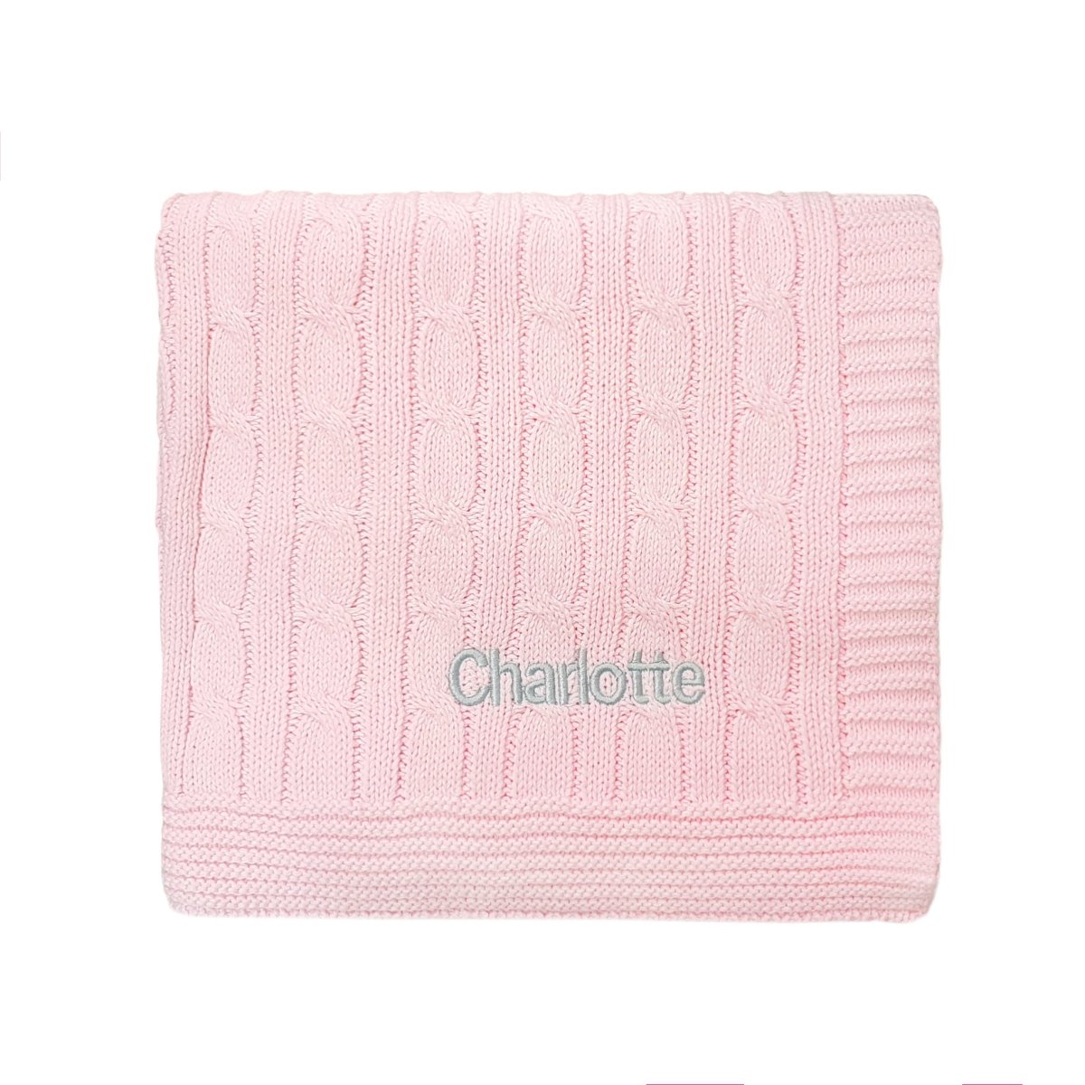 Personalised Luxury Baby Cable Knit Blanket - Pale Pink - LOVINGLY SIGNED (HK)