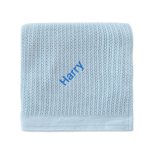 Personalised Organic Cotton Blanket - Blue - LOVINGLY SIGNED (HK)