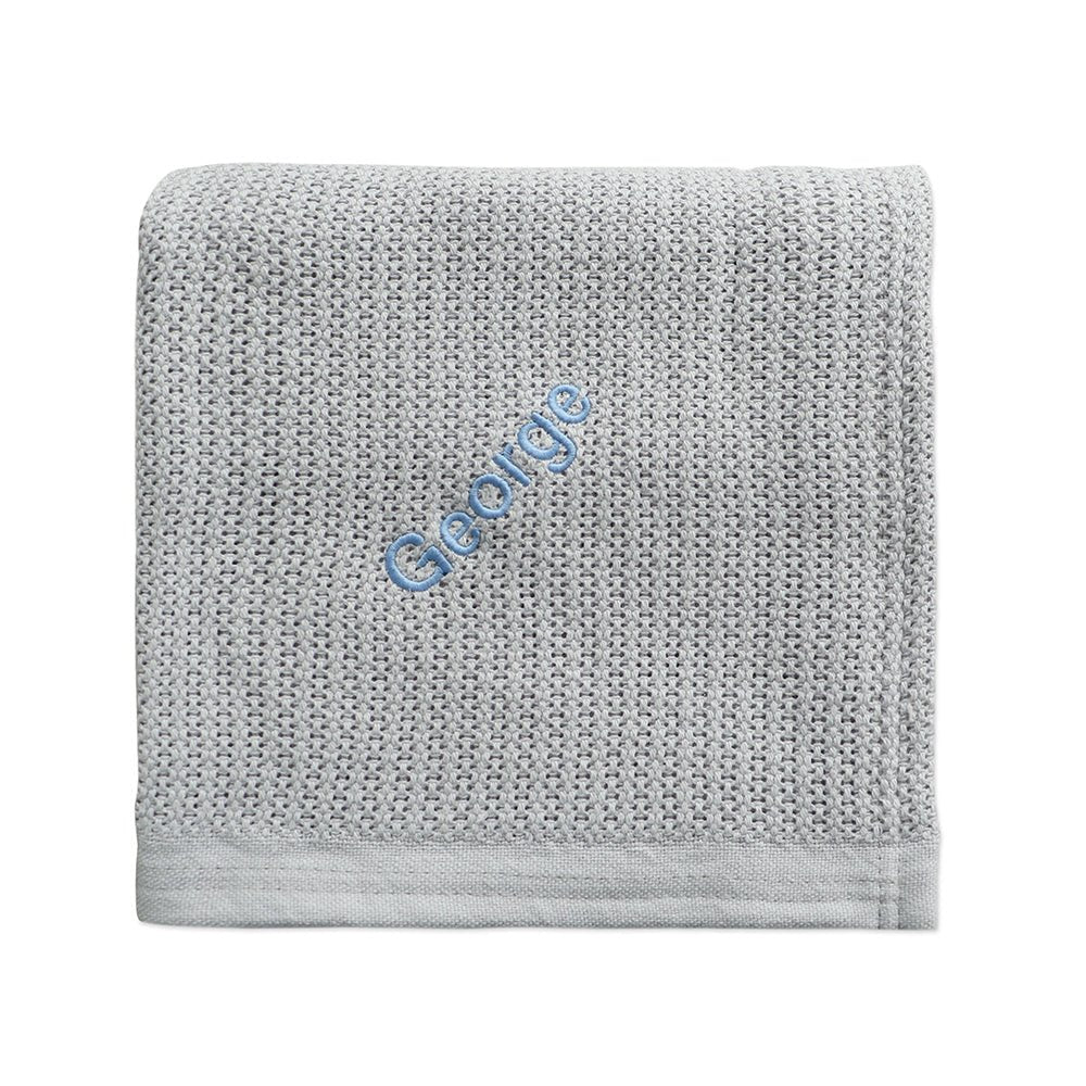 Personalised Organic Cotton Blanket - Grey - LOVINGLY SIGNED (HK)