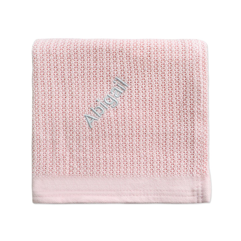 Personalised Organic Cotton Blanket - Pink - LOVINGLY SIGNED (HK)