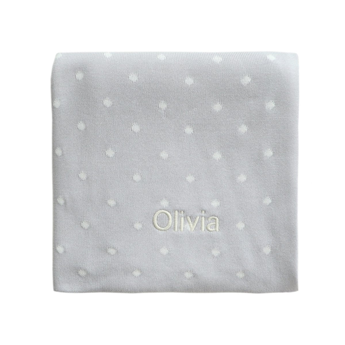 Personalised Polka Dot Blanket - Grey - LOVINGLY SIGNED (HK)