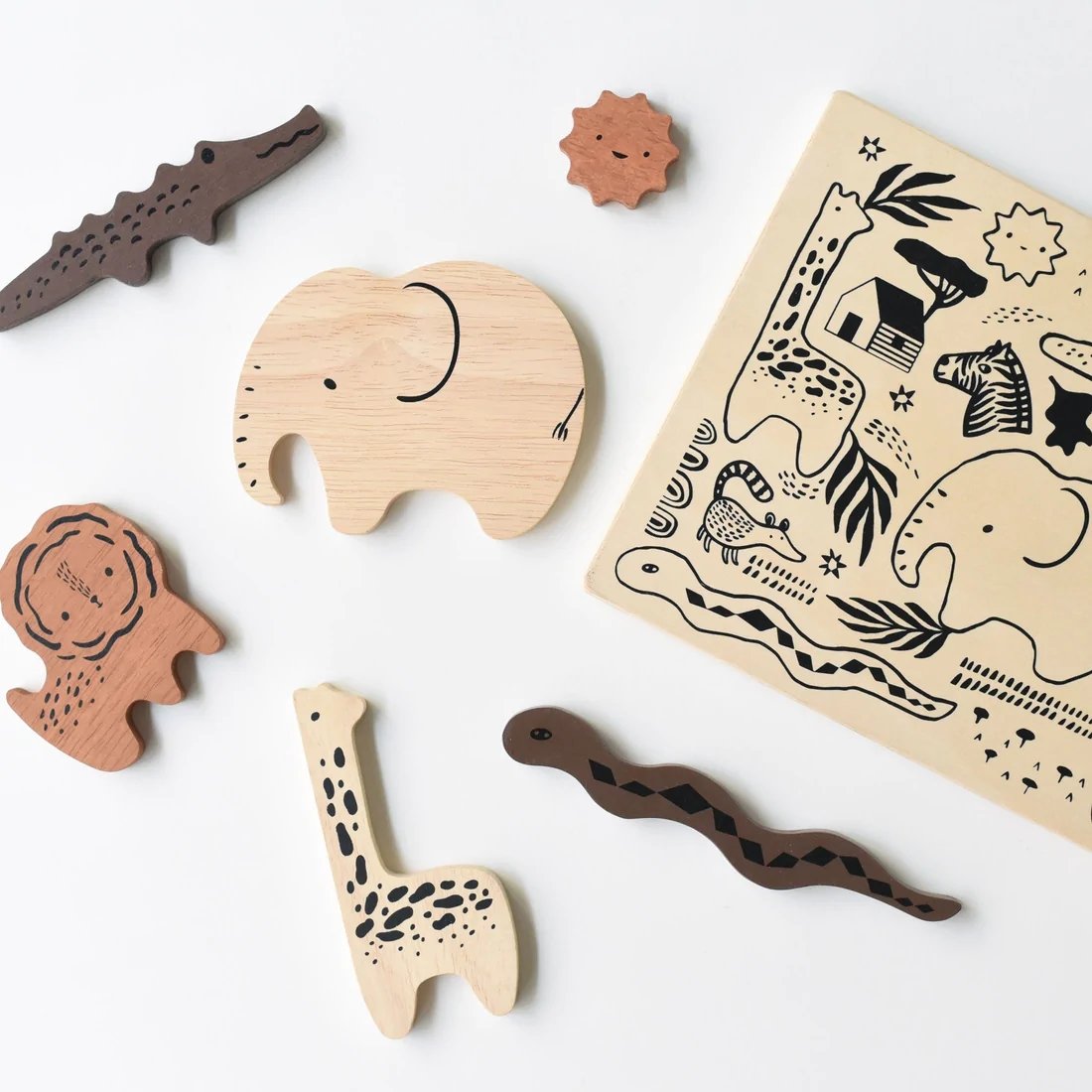 Safari Animals Wooden Tray Puzzle - LOVINGLY SIGNED (HK)